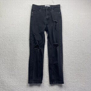 Y2K Refuge Denim Jeans Womens 01 Black Beverly Hills Distressed Skater Punk